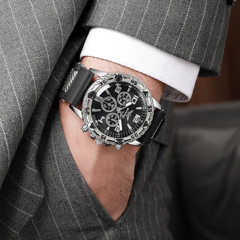 Six-Piece Boxed Watch Men's Steel Band Fashion Party Dress Watch Men's Gift - Image 5