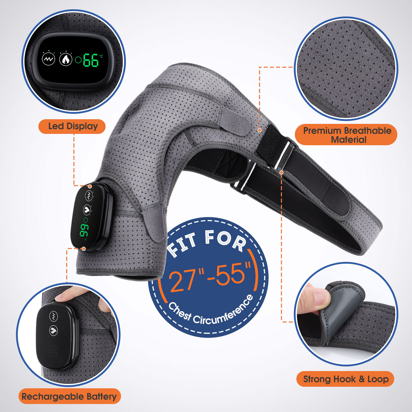 Thermal Massage Shoulder Support with Charging Heating Function for Shoulder Periarthritis Therapy and Massage - Image 2