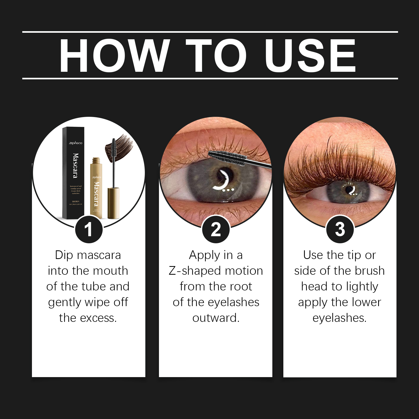 zephoco Brown Mascara Thin Long Curling Natural Lasting Makeup, Waterproof, Perspirant And Not Easy To Smudge - Image 6