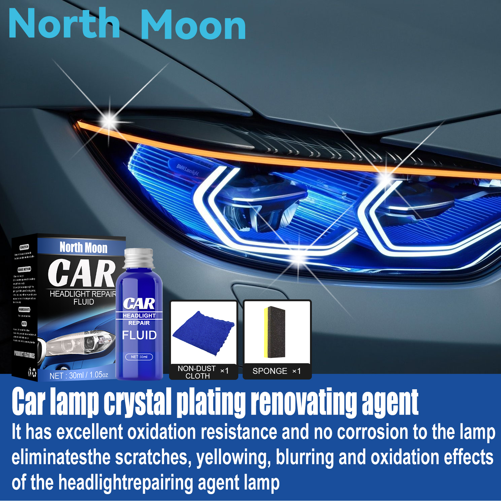 Rayhong Car Lamp Refurbishment And Repair Agent (30ml Set) Set Of Car Lamp Crystal Refurbishment And Repair Agent, Headlamp Repair Liquid - Image 3