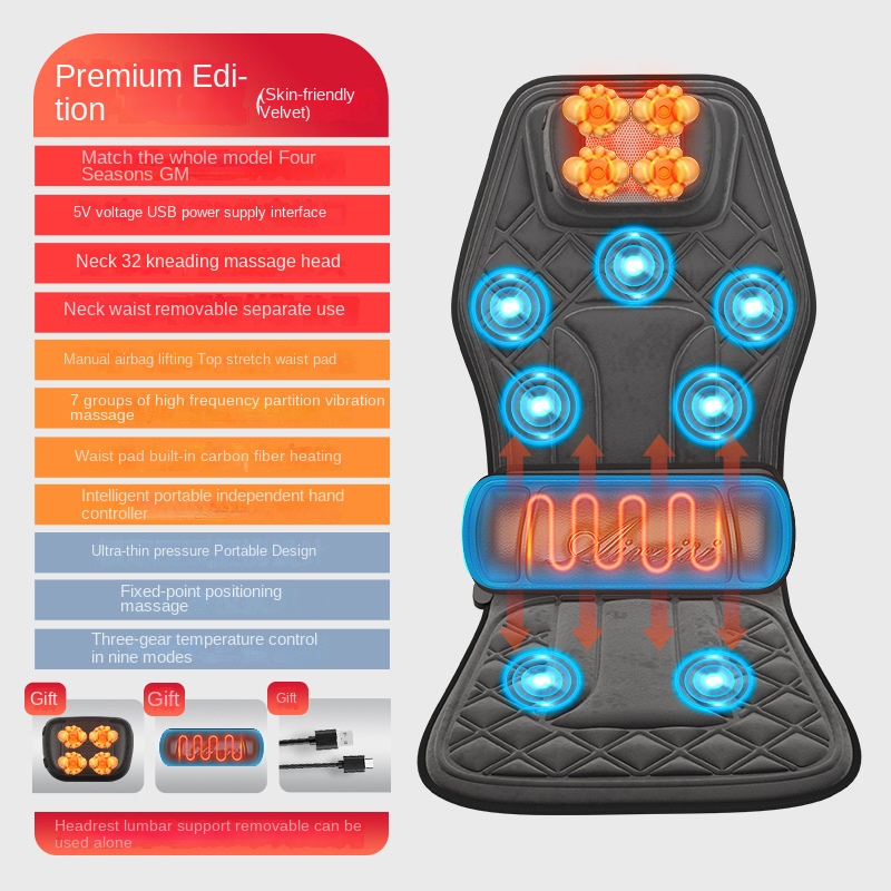 Car and Home Cervical Massager Multi-functional Heating Vibration Neck and Back Massage Cushion Seat Pad - Image 13
