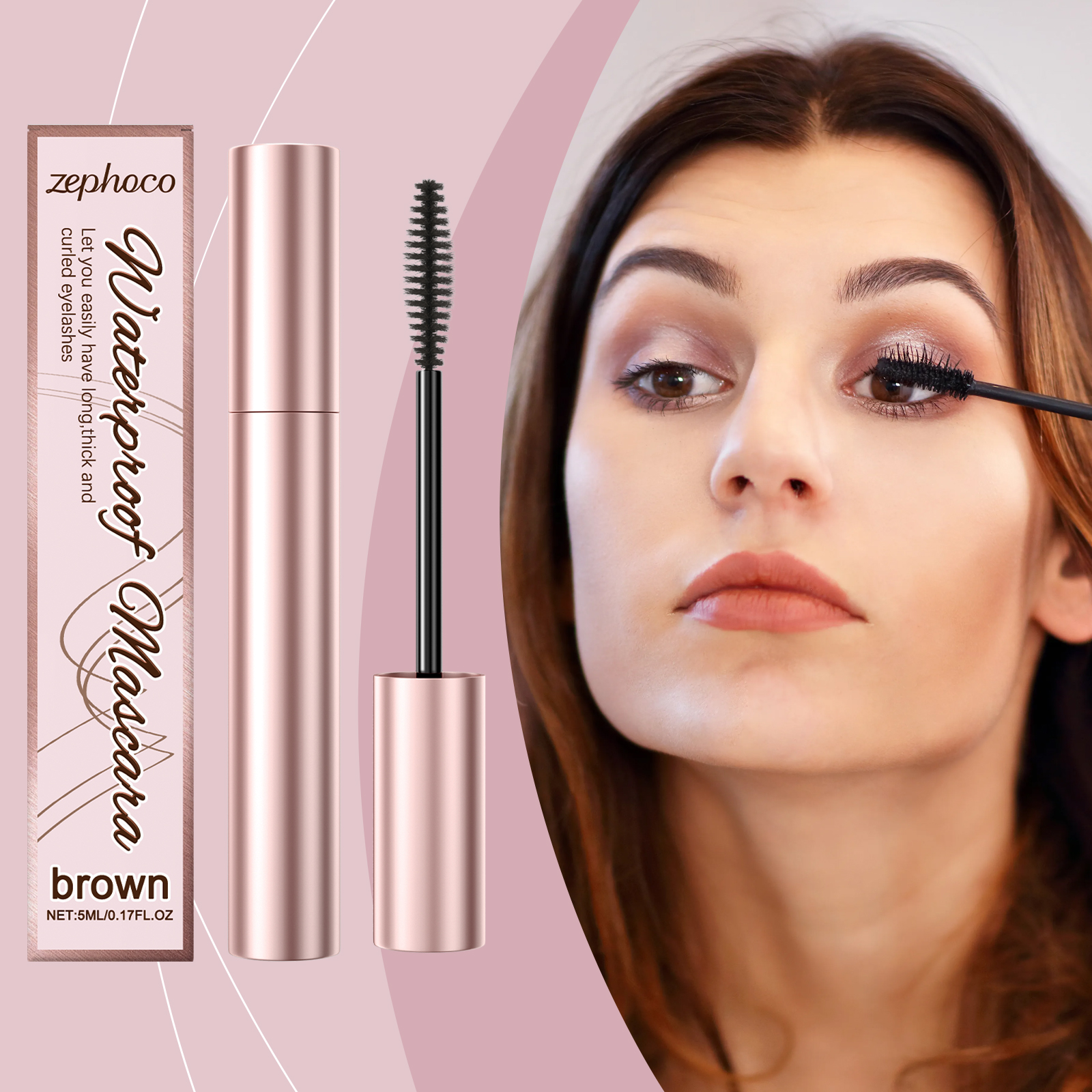 zephoco Brown Curl Mascara, Daily Moisturizes Natural Beauty Holding Eye Mascara - Image 2