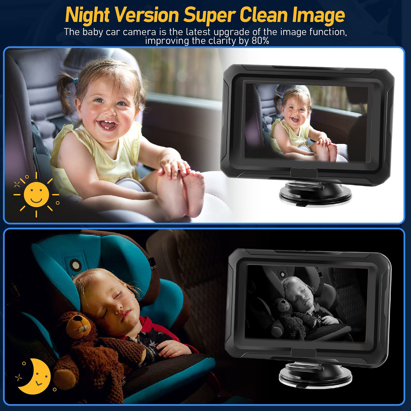 4.3 inch private model HD 1080P car baby monitor car baby mirror - Image 4