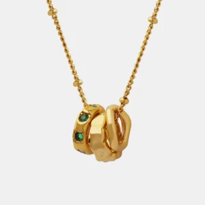 Fashion OL Titanium Steel Pendant Inlaid with Zircon Accessories Versatile Three Ring Buckle Necklace for Women