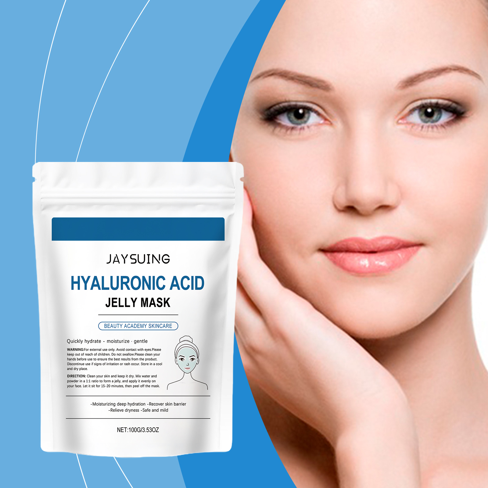 Jaysuing Hyaluronic Acid Moisturizing Mask, Gently Hydrates And Moisturizes Tender, Smooth And Delicate Skin - Image 2