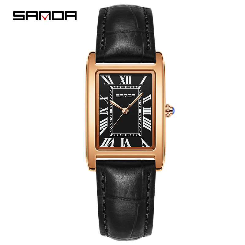 SANDA New Couple Watches Square Waterproof Quartz Watches Minimalist Three-Hand Roman Dial Men's and Women's Wristwatches - Image 9