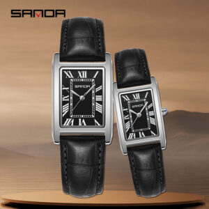 SANDA New Couple Watches Square Waterproof Quartz Watches Minimalist Three-Hand Roman Dial Men's and Women's Wristwatches