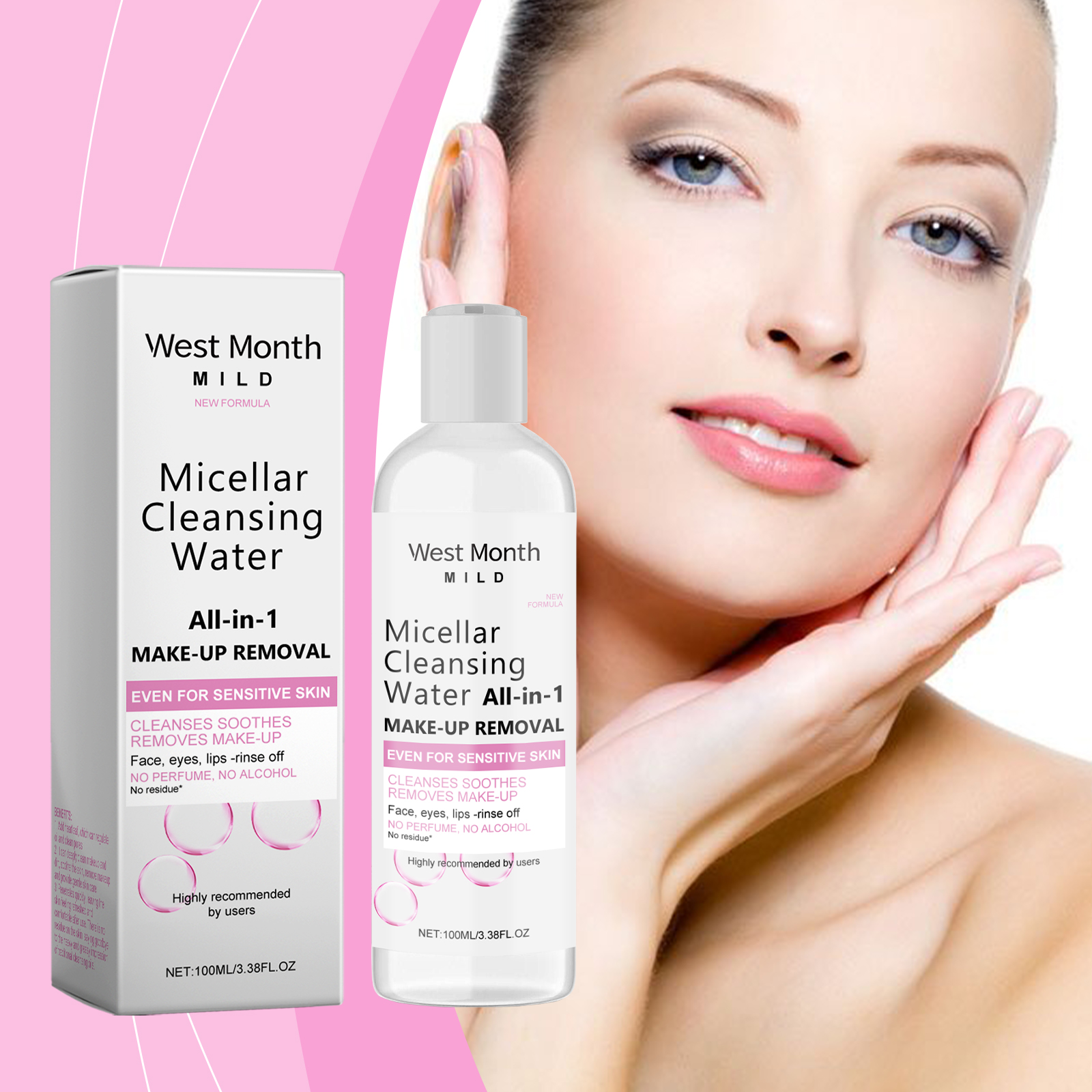 West&Month Gentle Makeup Remover, Facial Makeup Dissolves Soft Cleansing Gentle Cleansing, Clean And Non-Irritating - Image 2