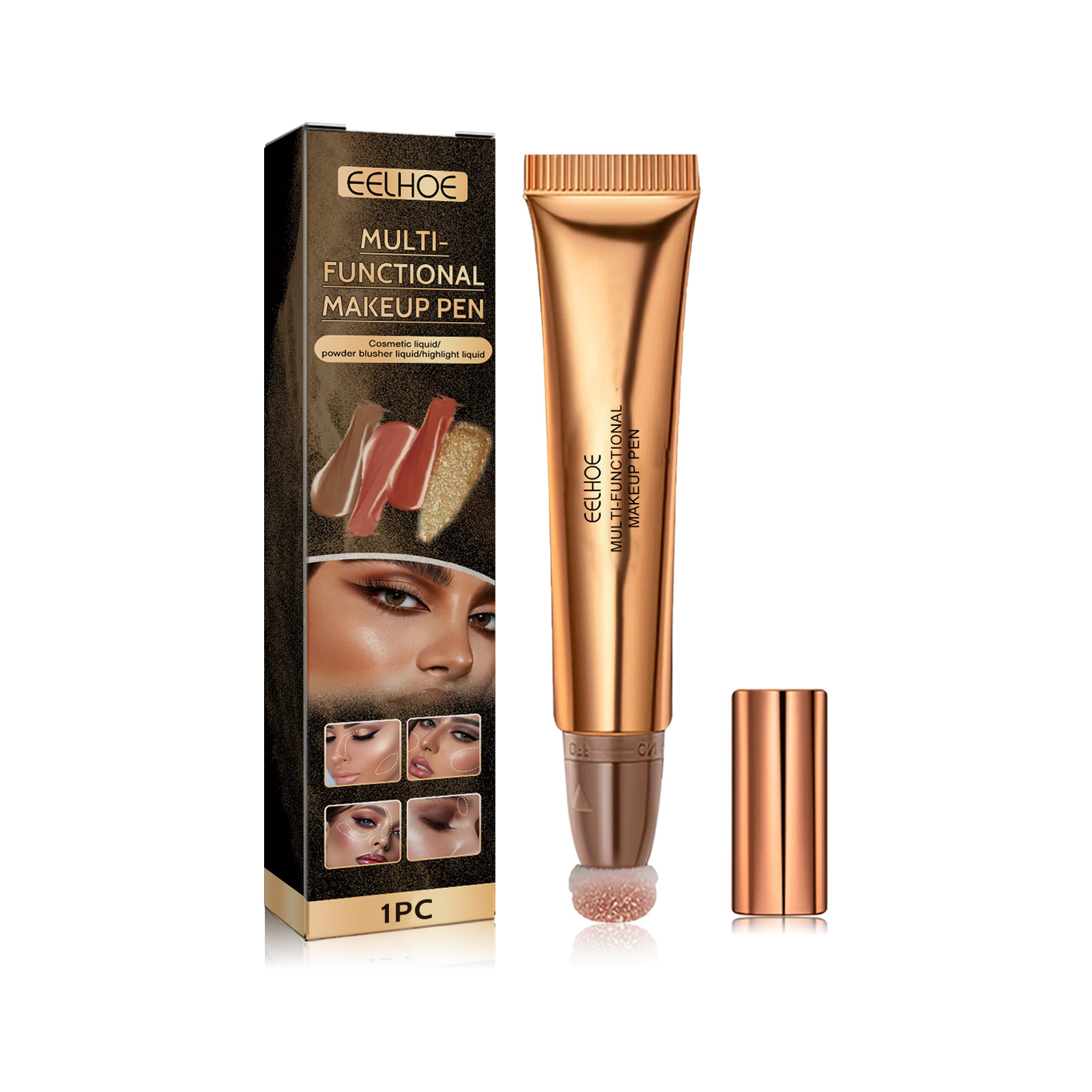 EELHOE Multifunctional Makeup Pen, Face Light Highlight Natural Three-Dimensional Liquid Contour Beauty Stick - Image 4