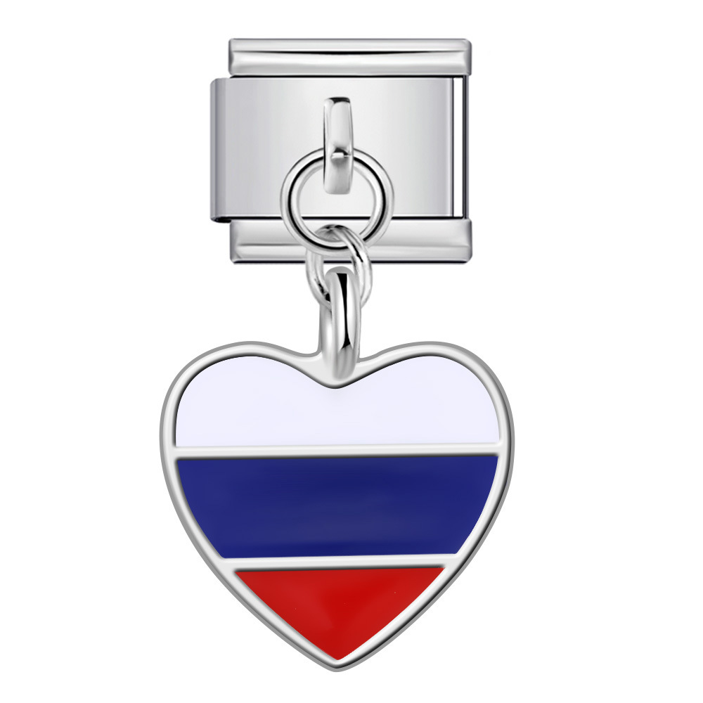 Love Flag Pendant Italian Module Bracelet Single Hook DIY Elastic Splicing Titanium Steel Strap Chain - Image 8