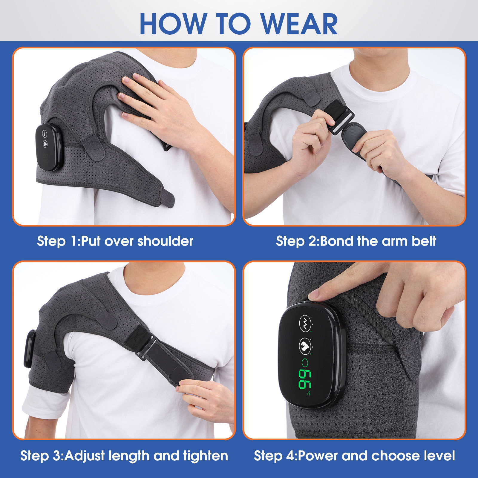 Thermal Massage Shoulder Support with Charging Heating Function for Shoulder Periarthritis Therapy and Massage - Image 3
