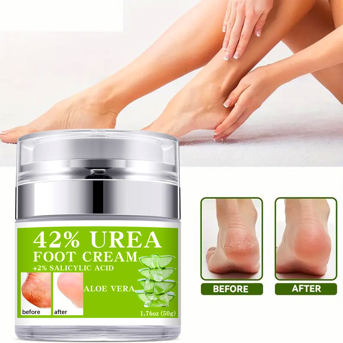 42% Urea Hand and Foot Cream for Dry and Cracked Skin: Moisturizing, Hydrating, and Nourishing Body Lotion, 50ml - Image 2