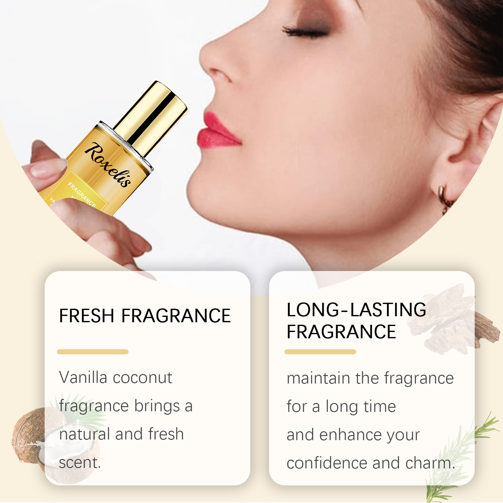 Roxelis Vanilla Coconut Fragrance Spray Long Lasting Fragrance Refreshing Body Spray Floral Fruit Fragrance Refreshing Body Fragrance - Image 4
