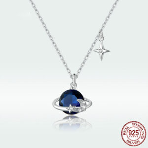 S925 Sterling Silver Starry Sky Pendant Necklace