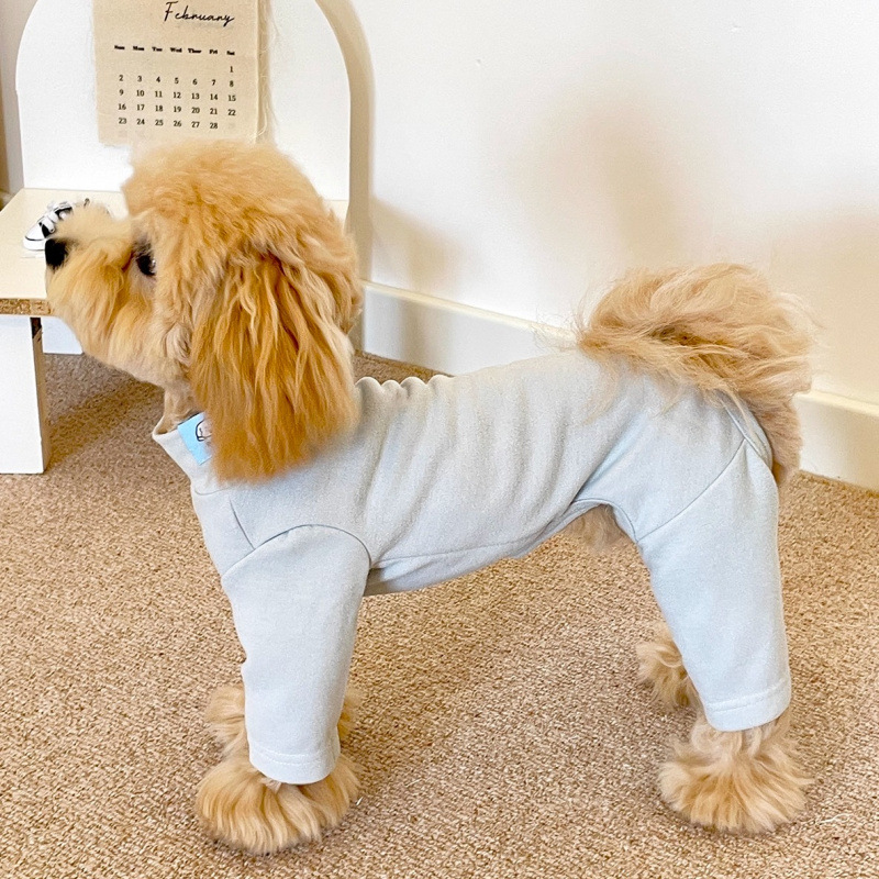 Elastic Pet Onesie, Four-Legged Pajamas for Small to Medium Dogs, Cream Color, Cozy Home Base Shirt, Warm Winter Dog Clothes - Image 3
