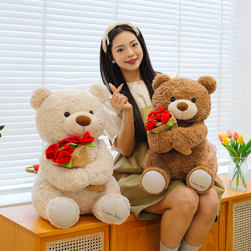 Cute Rose Flower Bear Plush Toy Teddy Bear Holding Flowers Stuffed Animal Valentine's Day Gift Wholesale Drop Shipping - Image 3