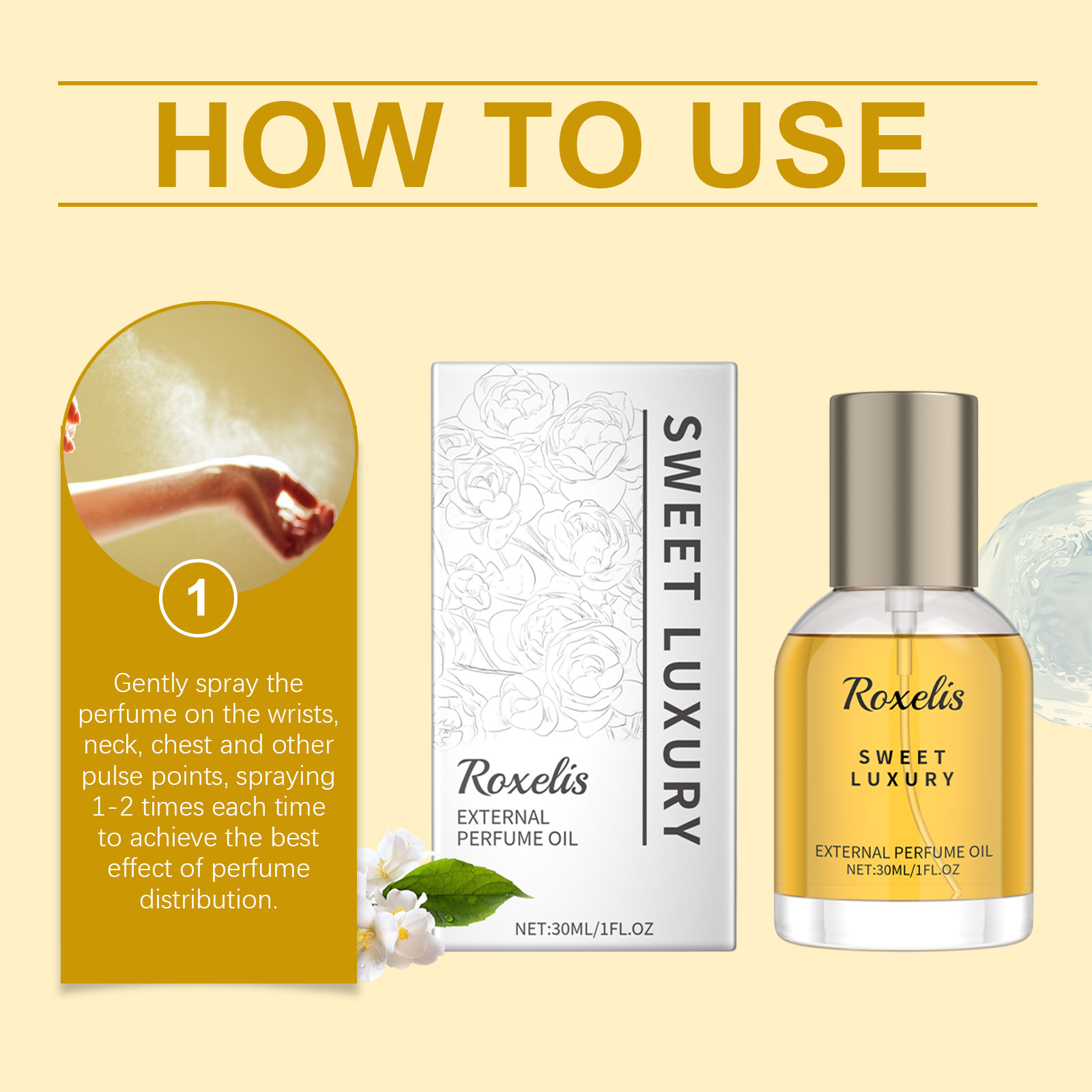 Roxelis Saffron Jasmine Inspired Perfume, Natural Fresh Lasting Fragrance Jasmine Perfume Spray - Image 6