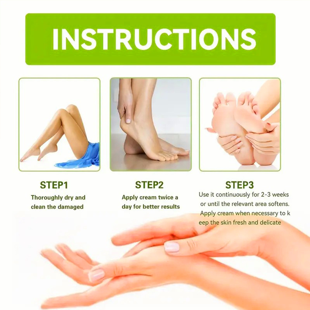 42% Urea Hand and Foot Cream for Dry and Cracked Skin: Moisturizing, Hydrating, and Nourishing Body Lotion, 50ml - Image 3