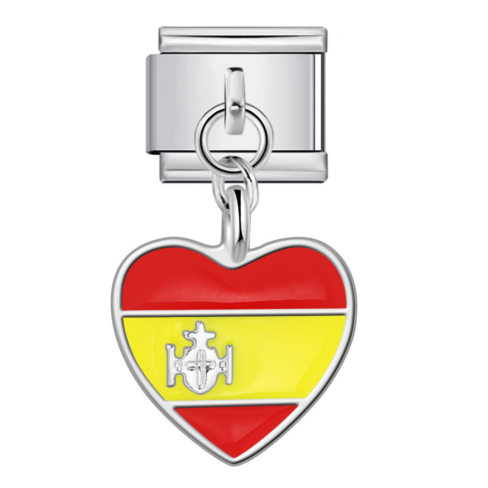 Love Flag Pendant Italian Module Bracelet Single Hook DIY Elastic Splicing Titanium Steel Strap Chain - Image 3