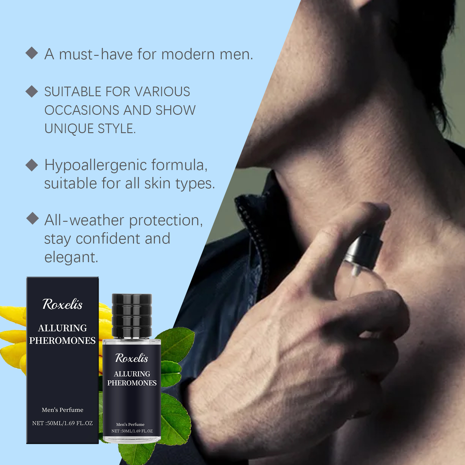 Roxelis Personality Men's Perfume Bergamot, Fragrance Stay Fragrance Lasting Release Male Charm Couple Dating Atmosphere Perfume - Image 3