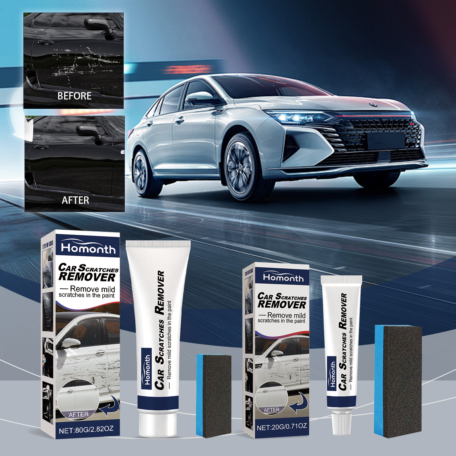 Homonth Automotive Scratch Care Agent Removing Marks Abrasive Paint Polishing Wax Car Scratch Repair - Image 2