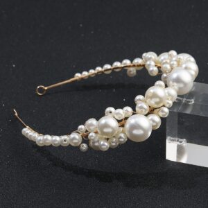 Retro bride headwear with simple pearl headbands
