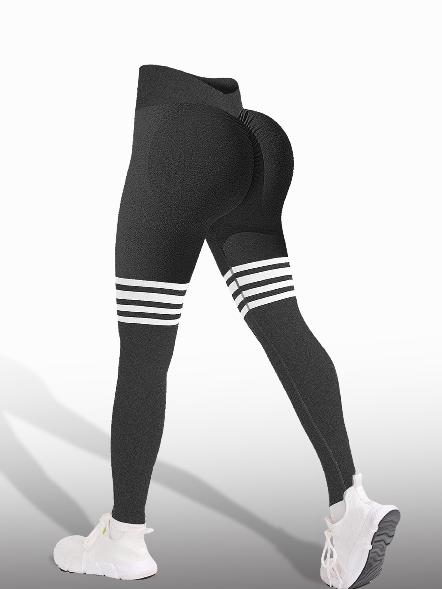 Tight fit high waisted sports and fitness pants women's yoga pants seamless striped peach yoga pants hip lifting pants yoga clothes - Image 8