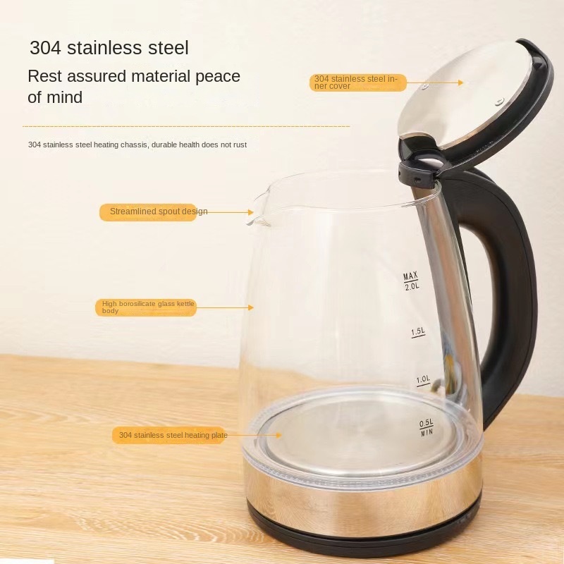 High boron glass multifunctional kettle with automatic power-off LED light and electric kettle - Image 3
