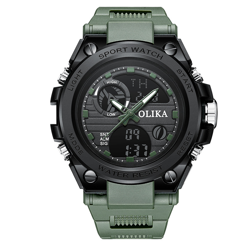 Men's dual display waterproof electronic watch, outdoor sports timing multifunctional quartz electronic watch, shock resistant student watch - Image 4