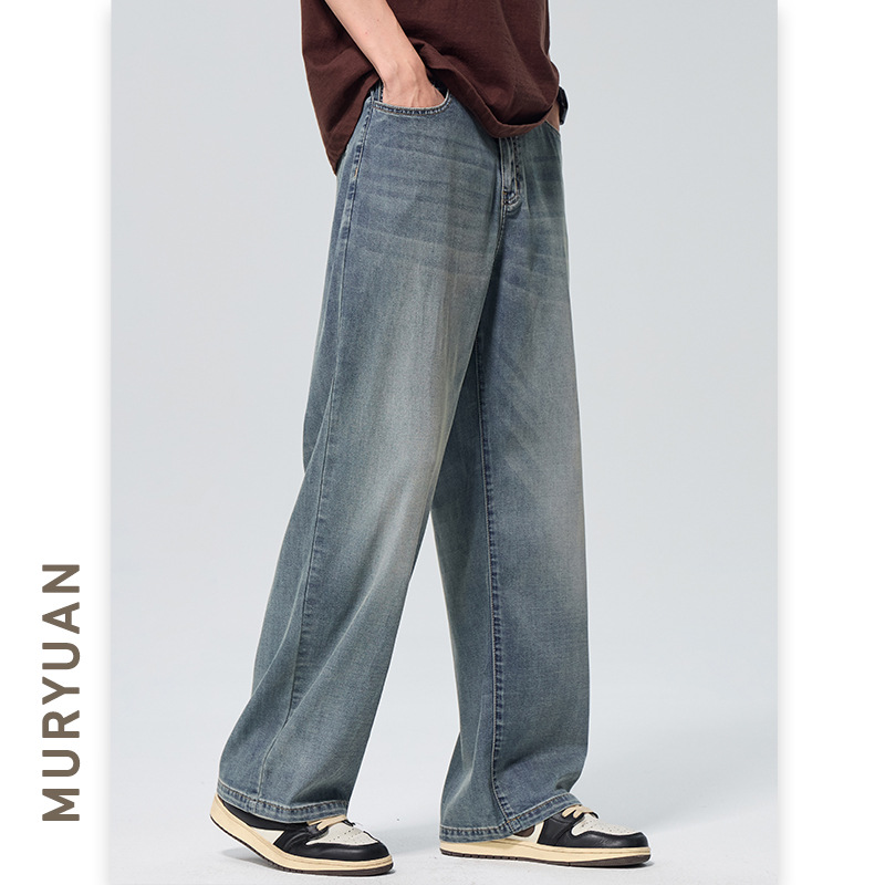Men's Tencel Lyocell Jeans Style Loose Drape Straight Leg Pants - Image 4