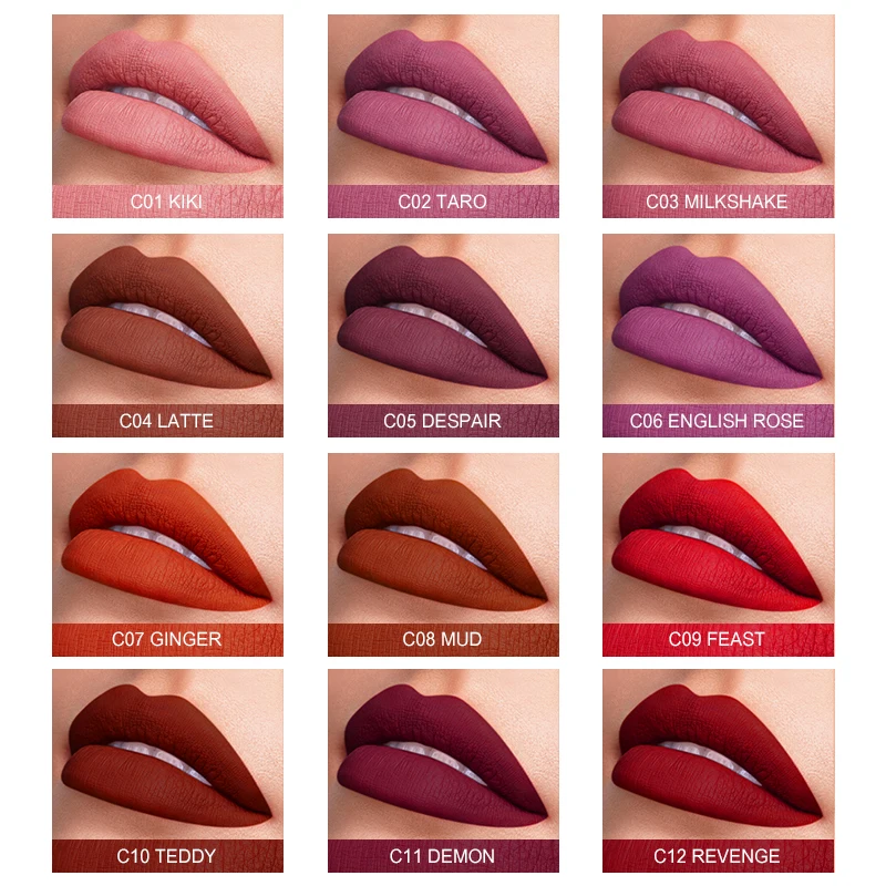 IMAGIC Waterproof Lip Gloss Matte Liquid Lipstick Matte Lipstick Lipkit Cosmetics Makeup Nude 12color - Image 2