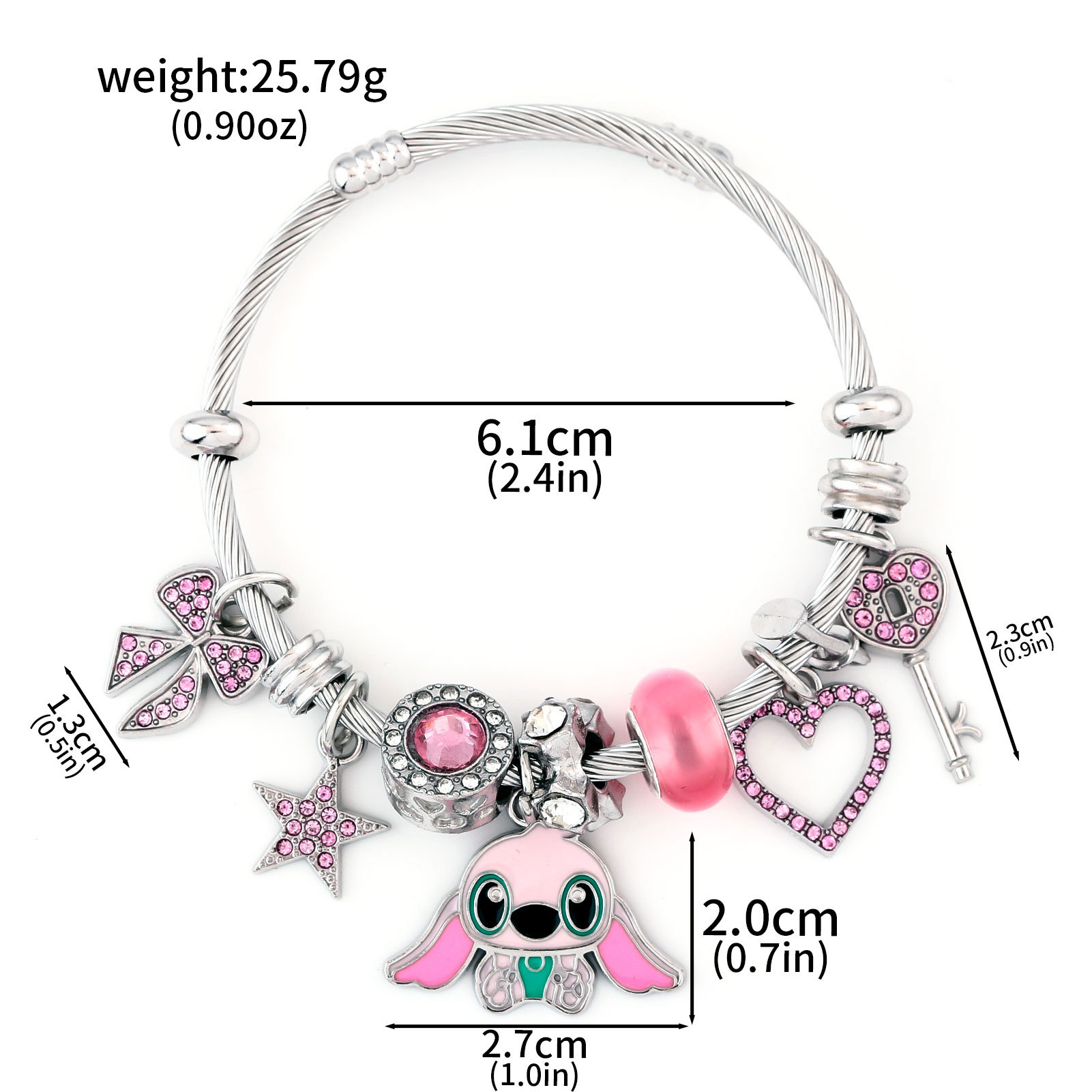 Stitch Anime Character Plush Toy and Lilo & Stitch Bracelet Accessories - Image 2
